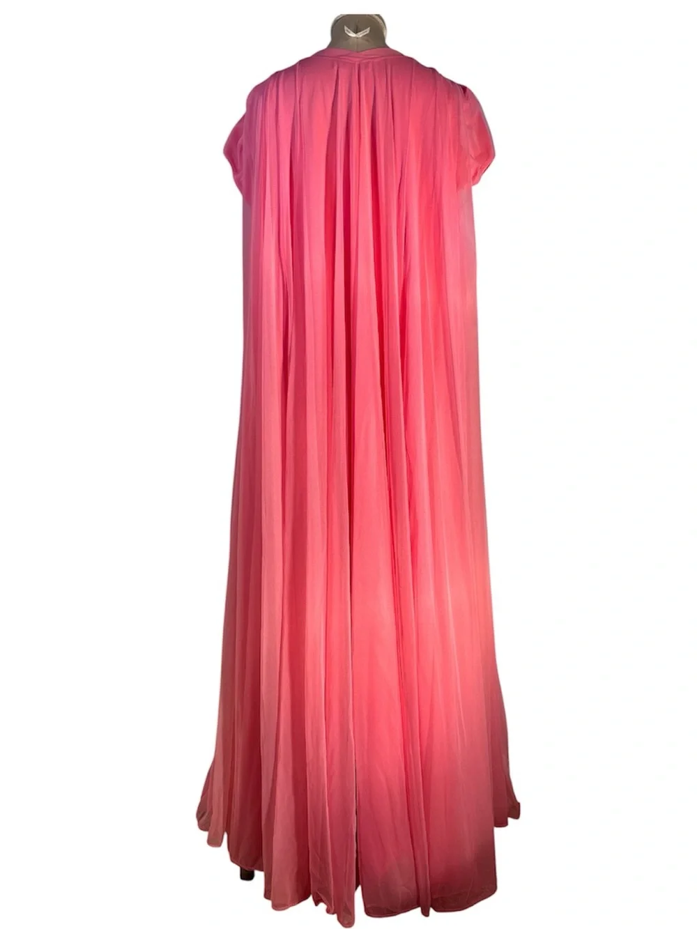 Lucie Ann Layered Pink Chiffon Peignoir Set with Pom Accents! Rare find! Sz M